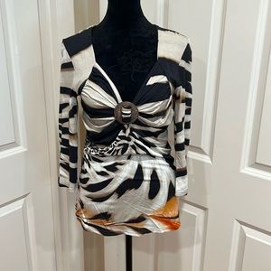 OCCO Paris, women’s, M, 3/4 length sleeve top. Made in France. NWT.